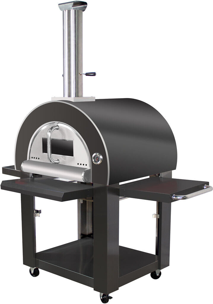 Grill King Charcoal Pizza Oven Outdoor In Black Stainless Steel Artisan Wood-Fired Charcoal Pizza Bread Oven BBQ Grill