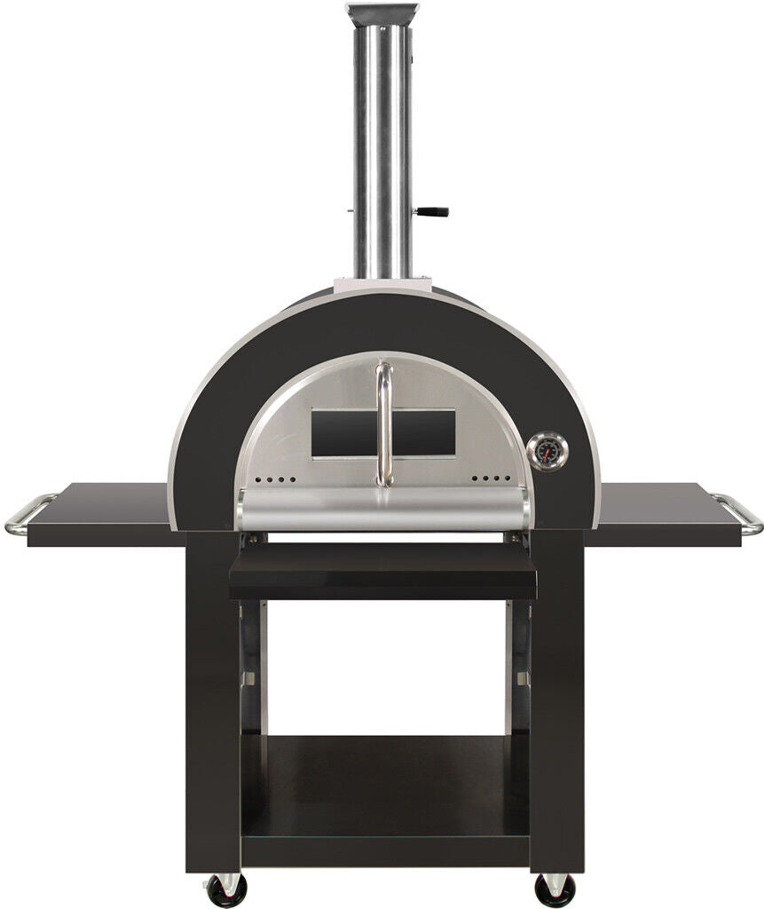 Grill King Charcoal Pizza Oven Outdoor In Black Stainless Steel Artisan Wood-Fired Charcoal Pizza Bread Oven BBQ Grill